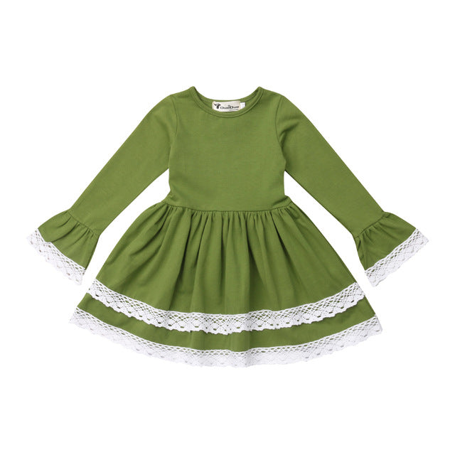 Kids Toddler Baby Girl Cotton Long Sleeve Princess Casual Party Dress, zoerea.com