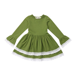 Kids Toddler Baby Girl Cotton Long Sleeve Princess Casual Party Dress, zoerea.com