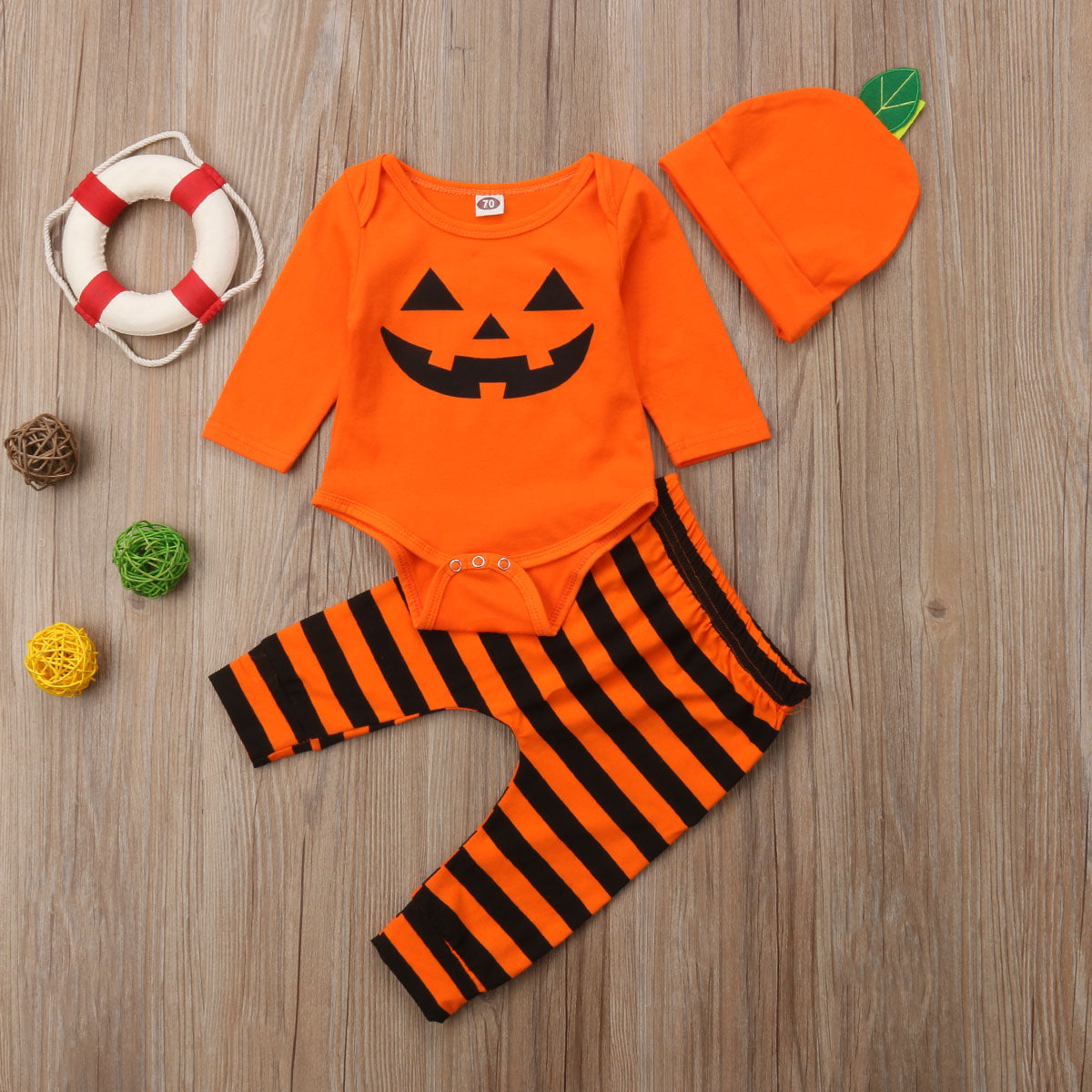 Halloween Newborn Baby Boy Girl Clothes Set Romper Striped Outfit, zoerea.com