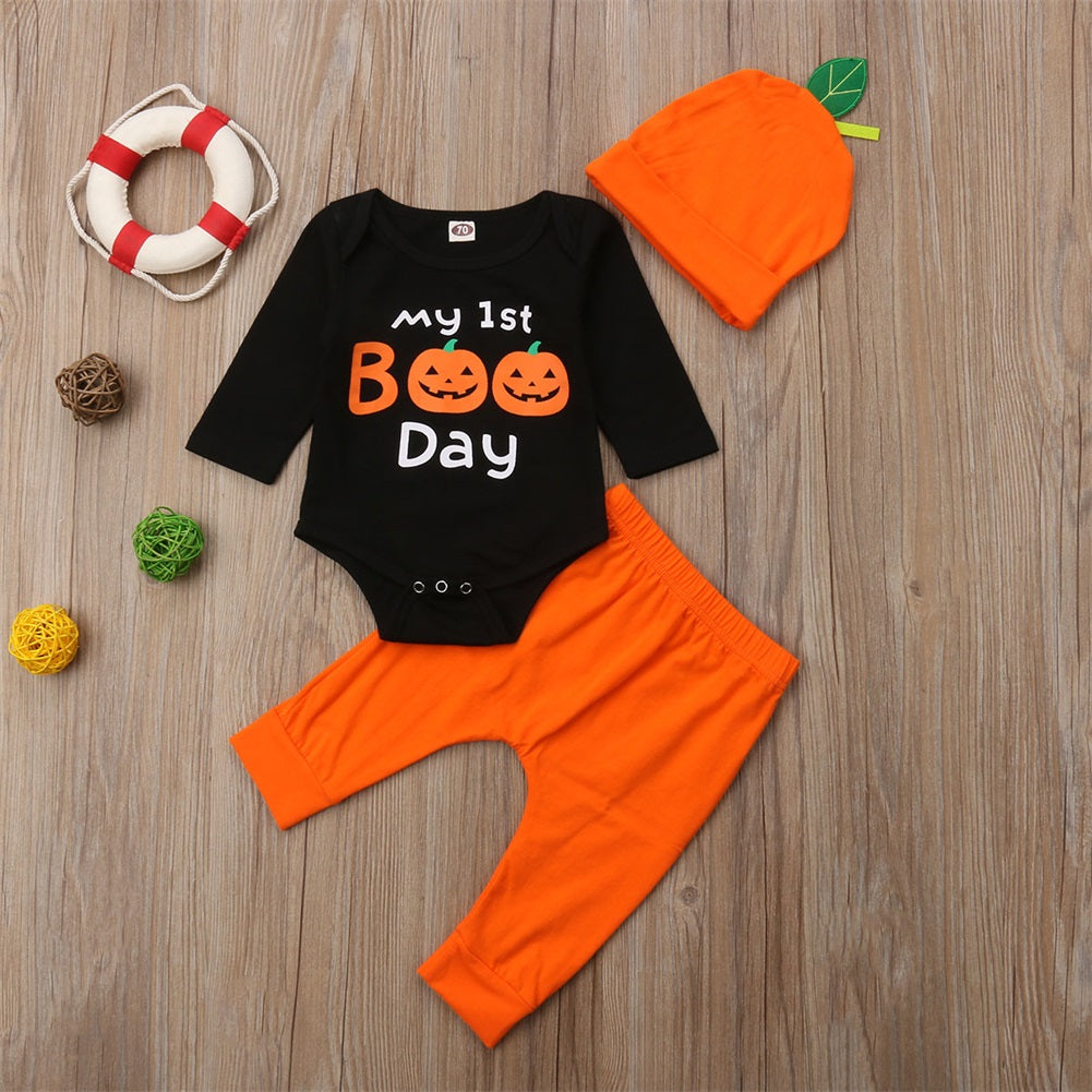 Halloween Newborn Baby Boy Girl Clothes Set Romper Striped Outfit, zoerea.com