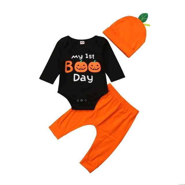 Halloween Newborn Baby Boy Girl Clothes Set Romper Striped Outfit, zoerea.com