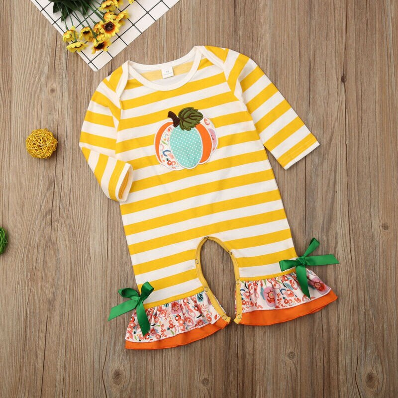 Newborn Baby Girl Boy Halloween Clothes Pumpkin Romper Jumpsuit, zoerea.com