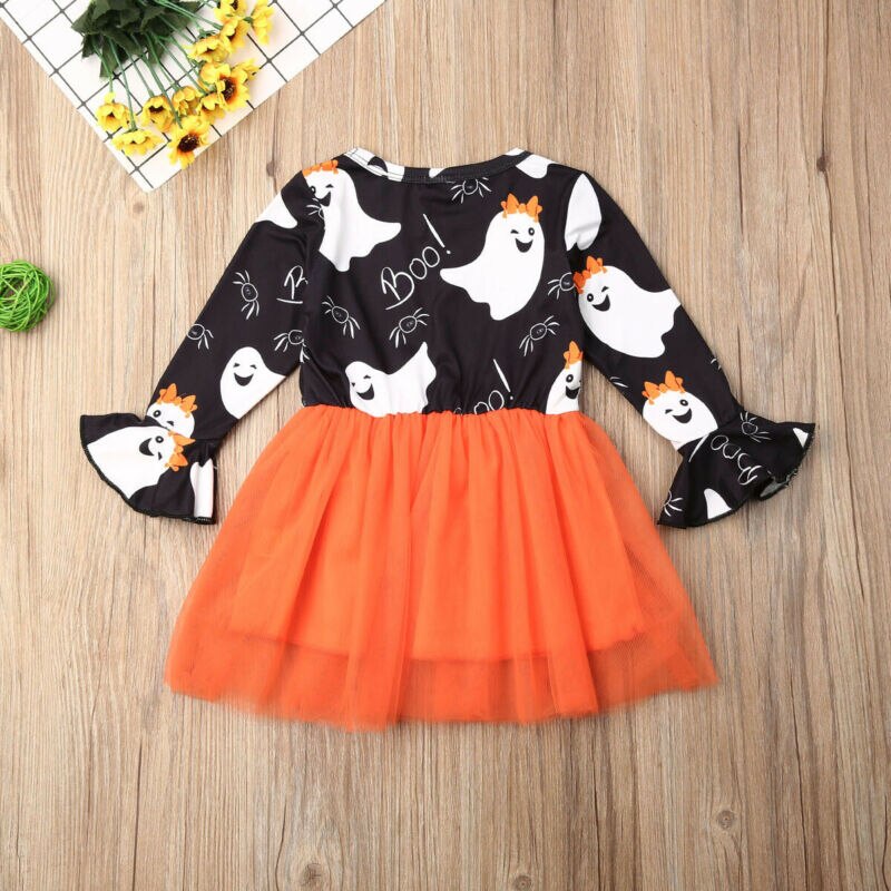 Baby Girls Kid Halloween Party Gown Clothes Sets Long Sleeve Dress, zoerea.com