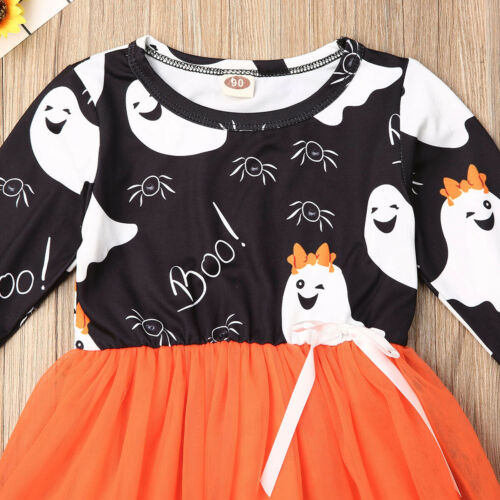 Baby Girls Kid Halloween Party Gown Clothes Sets Long Sleeve Dress, zoerea.com