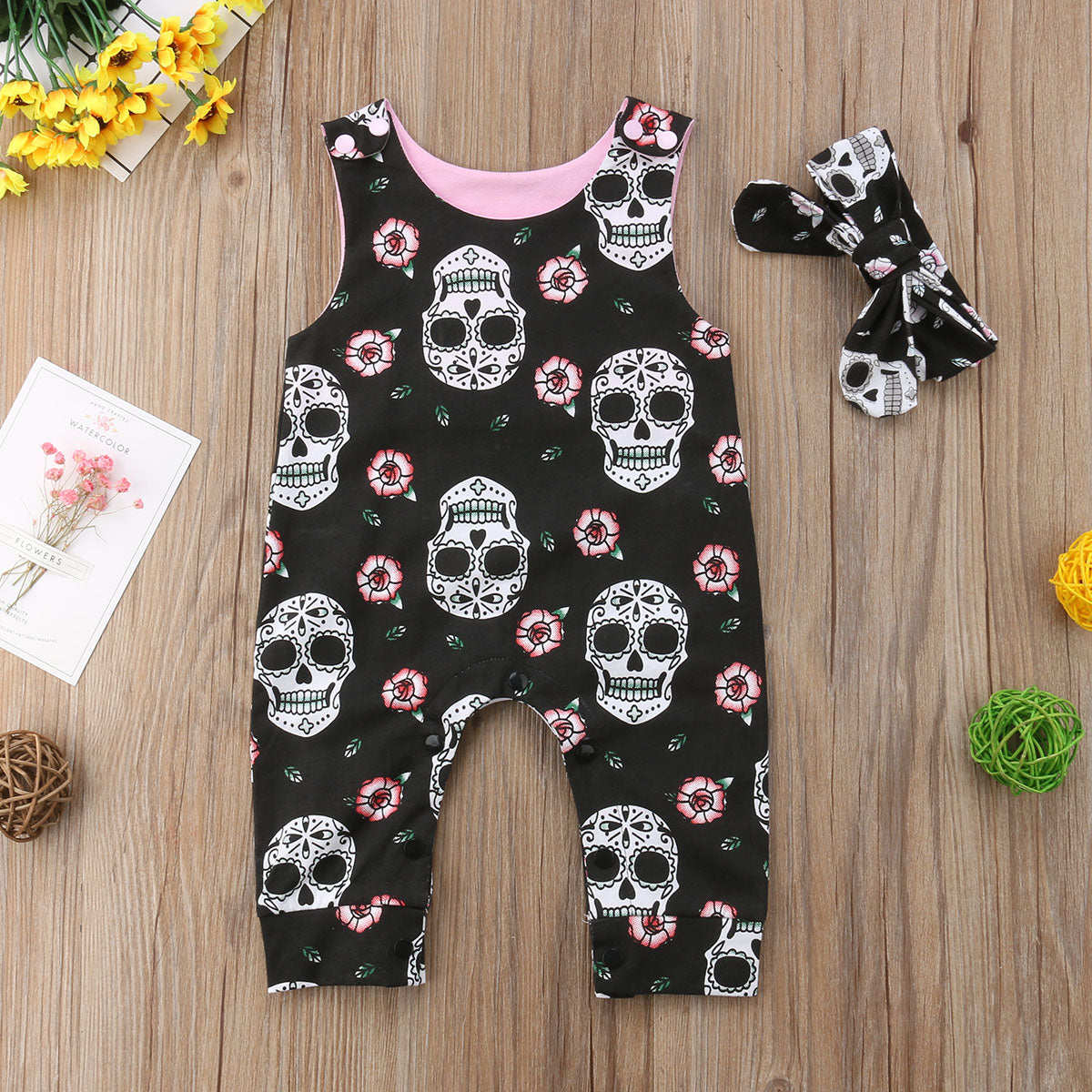 Halloween Infant Baby Boy Girl Skull Romper Sleeveless Cotton Jumpsuit, zoerea.com