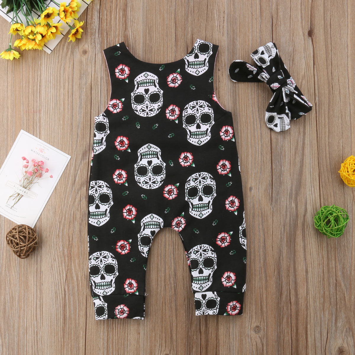 Halloween Infant Baby Boy Girl Skull Romper Sleeveless Cotton Jumpsuit, zoerea.com