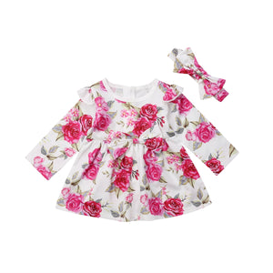 Kid Baby Girl Long Sleeve Floral Party Pageant Wedding Tutu Dress, zoerea.com