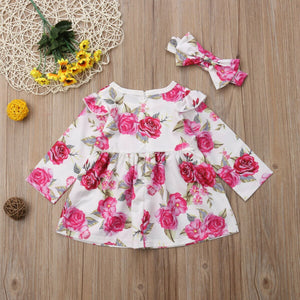 Kid Baby Girl Long Sleeve Floral Party Pageant Wedding Tutu Dress, zoerea.com