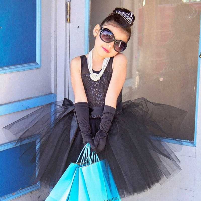 Girls Dress Sequins Party Gown Bridesmaid Wedding Tulle Tutu Bow Dress, zoerea.com