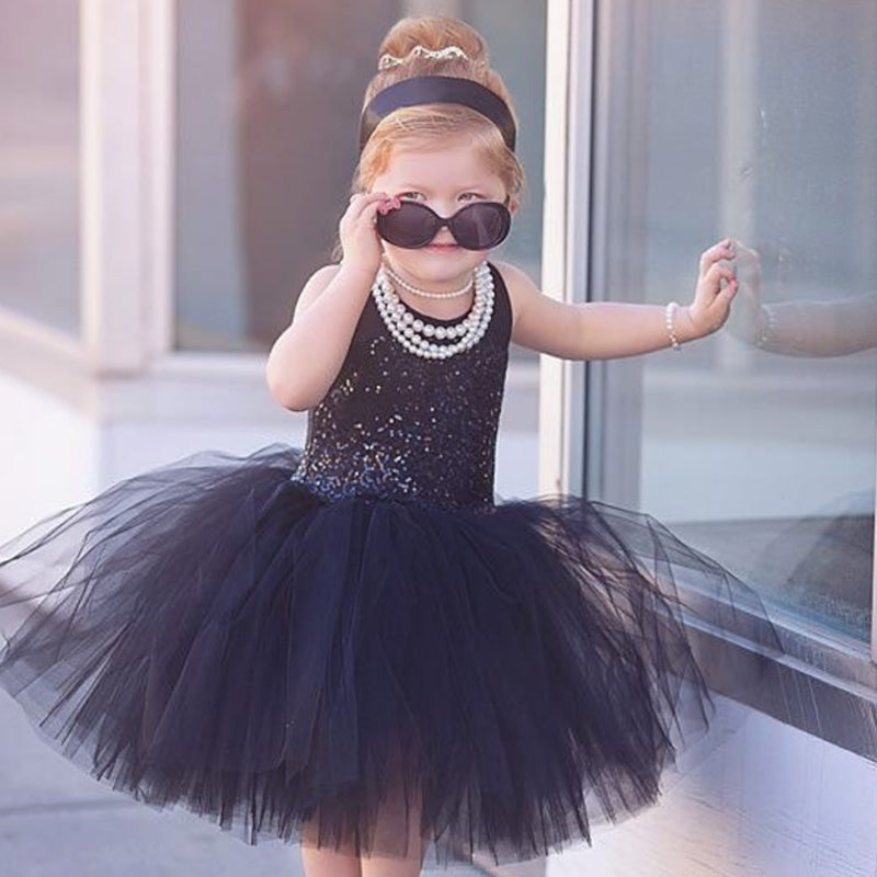 Girls Dress Sequins Party Gown Bridesmaid Wedding Tulle Tutu Bow Dress, zoerea.com