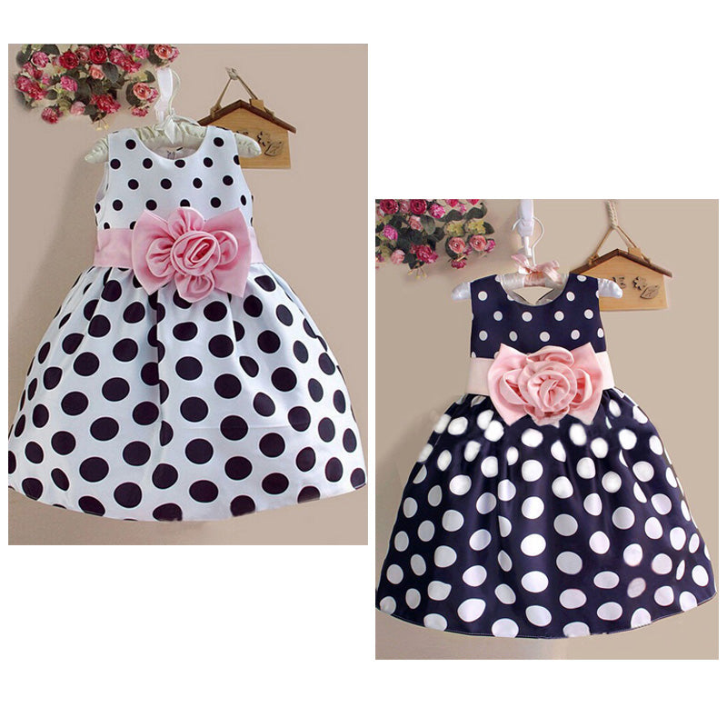 Baby Kids Girls Princess Flower Party Polka Dot Gown Formal Dress, zoerea.com