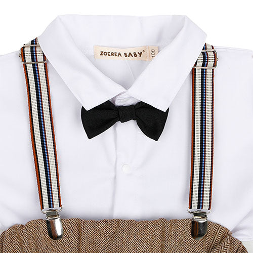 4-piece White Shirt And Suspender Pants With Hat, zoerea.com