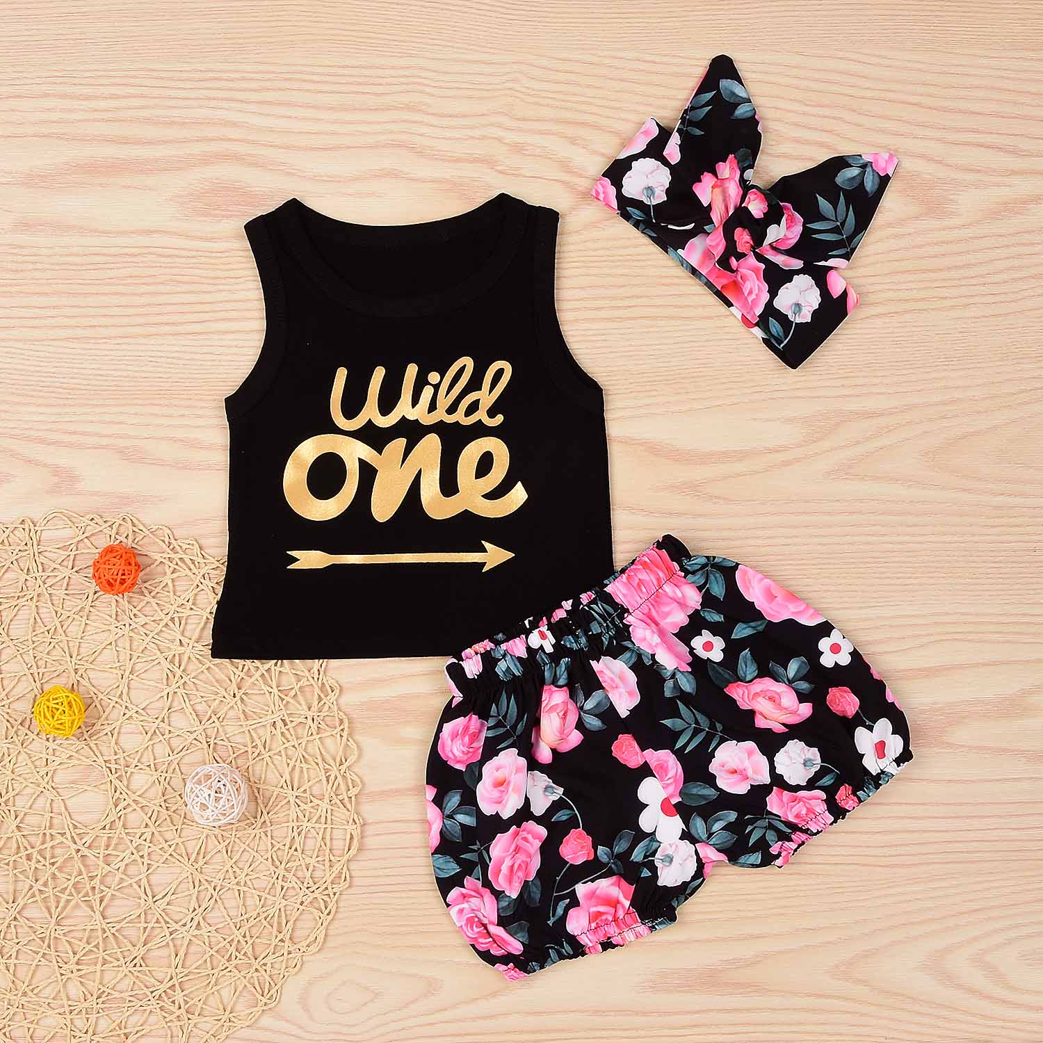 WILD ONE Tank, Floral Shorts And Headband Set, zoerea.com