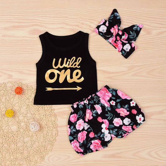 WILD ONE Tank, Floral Shorts And Headband Set, zoerea.com
