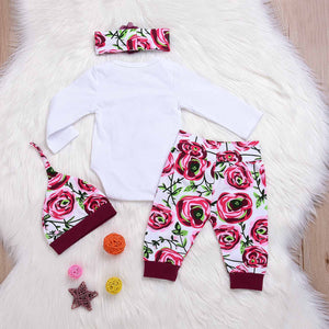 4-piece ' Daddy's Princess' Bodysuit and Floral Print Pants, Hat, Headband, zoerea.com