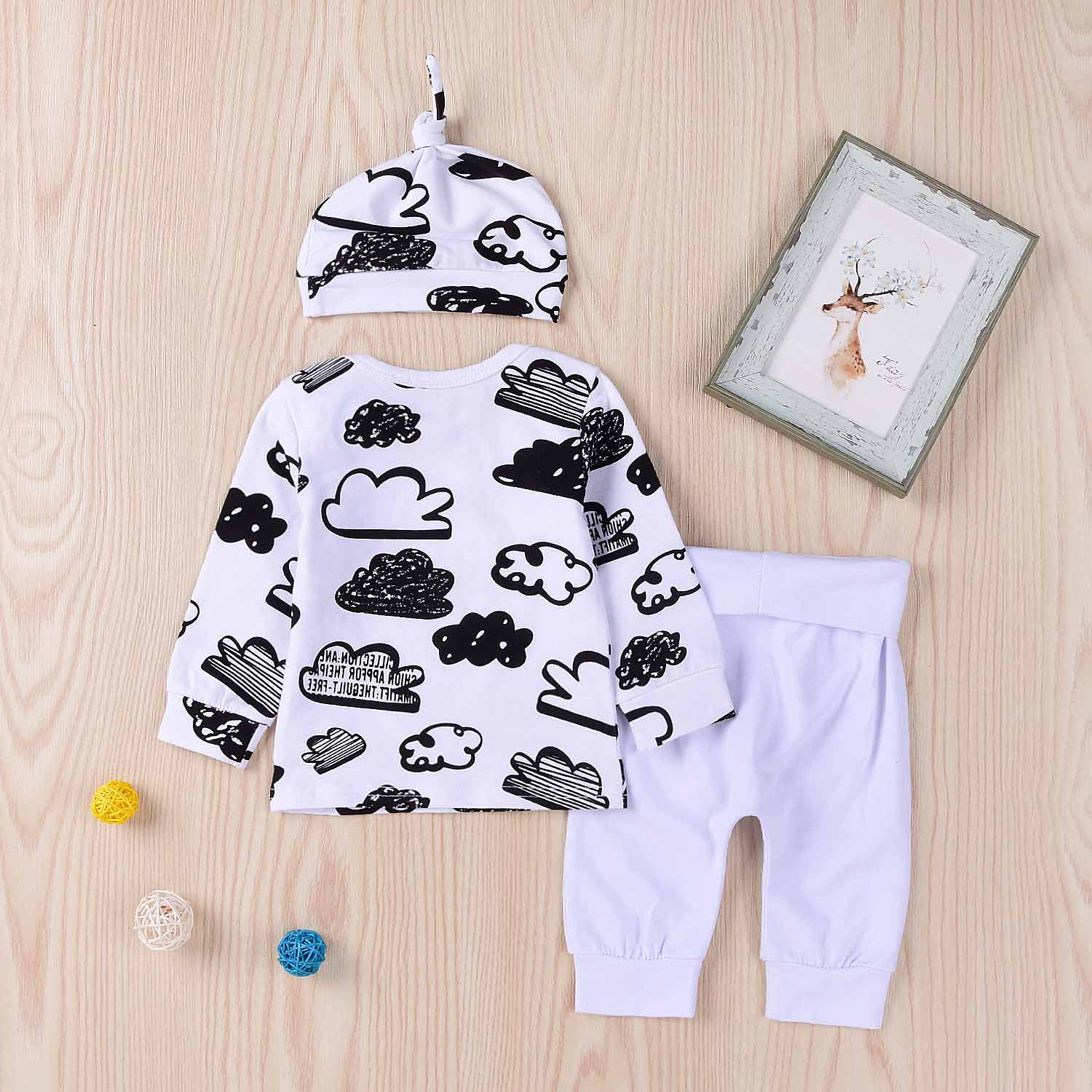 3-piece Cloud Print Set in White, zoerea.com