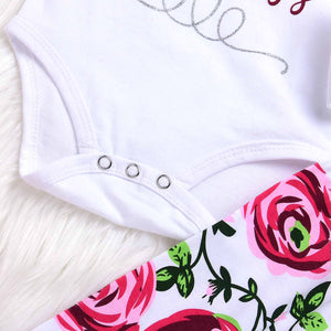 4-piece ' Daddy's Princess' Bodysuit and Floral Print Pants, Hat, Headband, zoerea.com