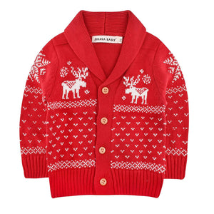 Comfy Deer/Snowflake Print Lapel Sweater, zoerea.com