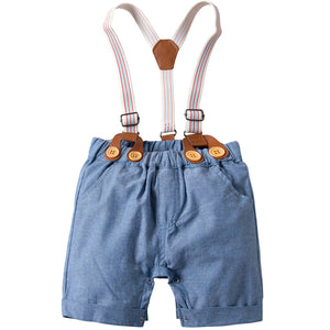 2-Piece Baby Boys Gentleman Romper Bodysuit, Short Sleeves, Short Pants, zoerea.com