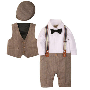 Handsome Faux-two Bodysuit & Vest & Hat Set, zoerea.com