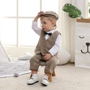 Handsome Faux-two Bodysuit & Vest & Hat Set, zoerea.com