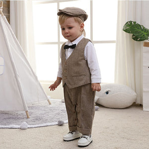 Handsome Faux-two Bodysuit & Vest & Hat Set, zoerea.com