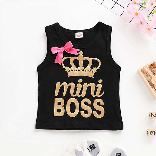 MINI BOSS Bowknot Crown Print Tank, zoerea.com