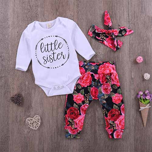 Long-sleeve Bodysuit, Floral Print Pants Set, zoerea.com