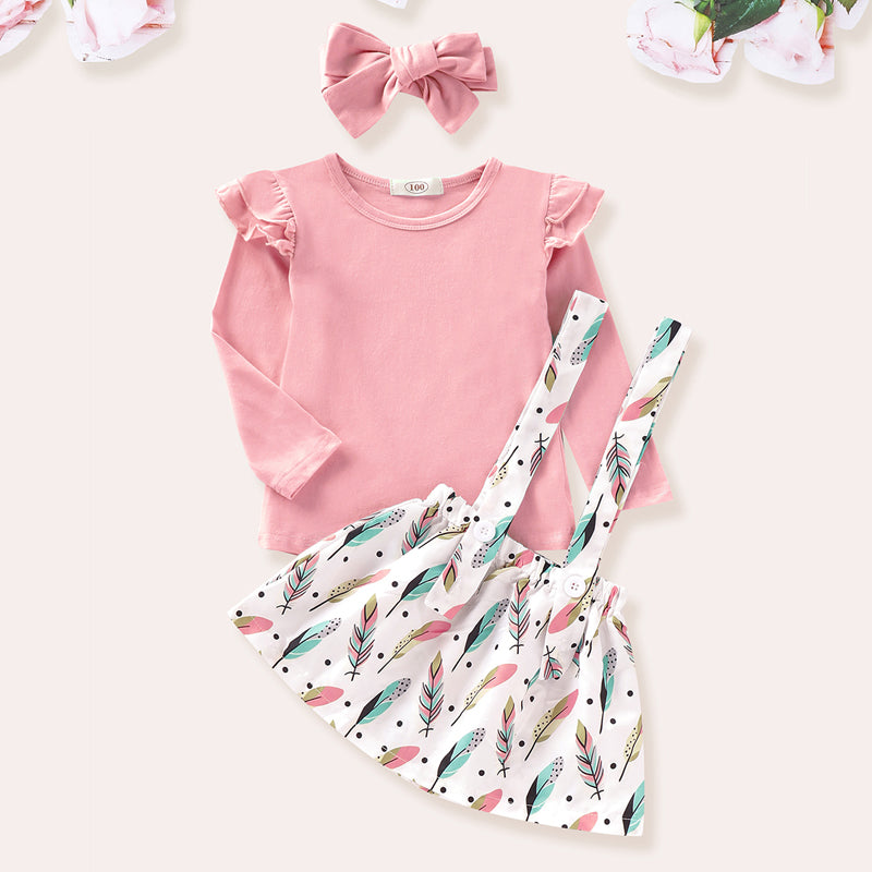 Baby Girls' Basic Solid Colored / Print Short Sleeve Clothing Set, zoerea.com