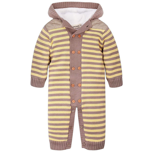 Warm Striped Hooded Sweater Jumpsuit, zoerea.com