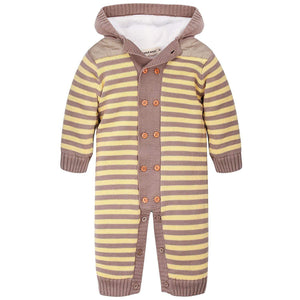 Warm Striped Hooded Sweater Jumpsuit, zoerea.com