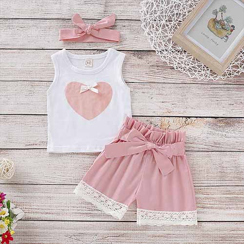 Sweet Heart Top And Solid Shorts Set, zoerea.com