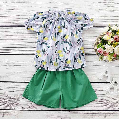 Sweet Lemon PrInt Top And Solid Shorts, zoerea.com