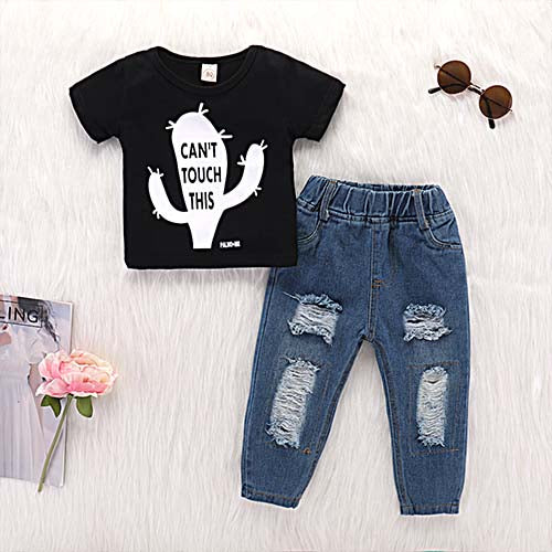 Cactus Pattern Tee and Frayed Jeans, zoerea.com