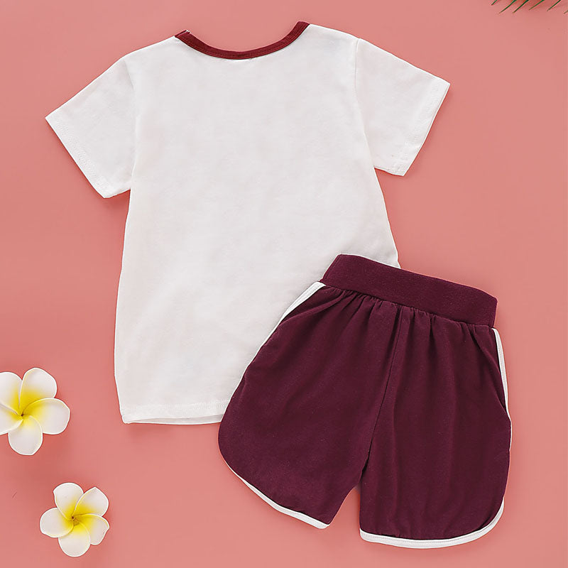 Toddler Unisex Active Daily Print Print Short Sleeve Regular Cotton Clothing Set, zoerea.com