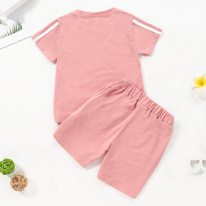 Toddler Baby Unisex Basic Solid Short Sleeve Regular Cotton Clothing Set, zoerea.com