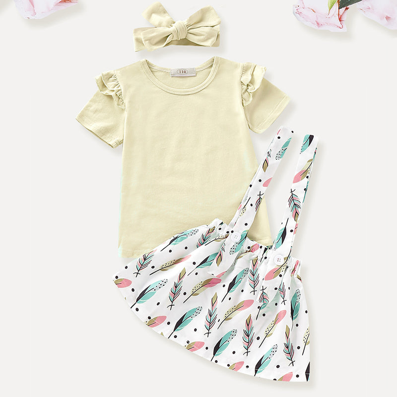Baby Girls' Basic Solid Colored / Print Short Sleeve Clothing Set, zoerea.com