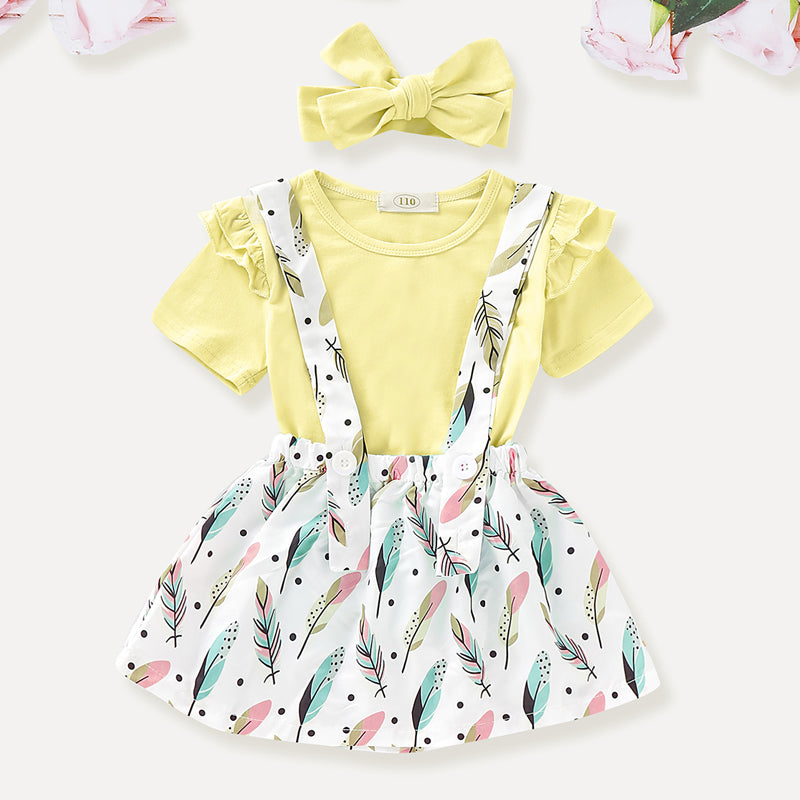 Baby Girls' Basic Solid Colored / Print Short Sleeve Clothing Set, zoerea.com