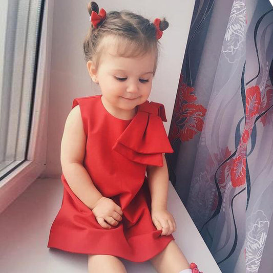 Toddler Girls Baby Kids Bowknot Sleeveless Party Flower Dresses, zoerea.com