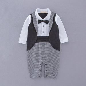 Handsome Plaid Faux-two Bow Tie Jumpsuit, zoerea.com