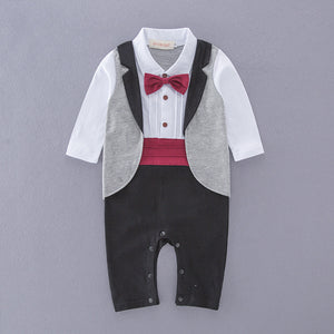 Handsome Plaid Faux-two Bow Tie Jumpsuit, zoerea.com