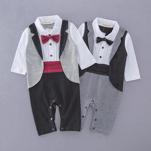 Handsome Plaid Faux-two Bow Tie Jumpsuit, zoerea.com