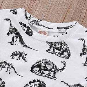 Dinosaur Print Short-sleeve Tee And Pants Set, zoerea.com