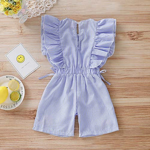 Cute Striped Embroidery Ruffle-sleeve Romper, zoerea.com