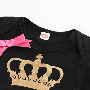 MINI BOSS Bowknot Crown Print Bodysuit, zoerea.com