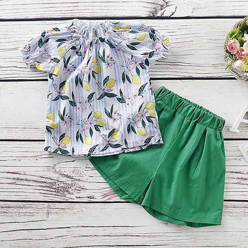 Sweet Lemon PrInt Top And Solid Shorts, zoerea.com