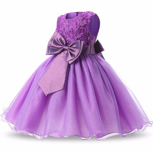 Flowers Appliques Lace Bowknot Princess Girl Dress, zoerea.com