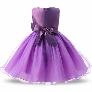 Flowers Appliques Lace Bowknot Princess Girl Dress, zoerea.com