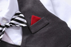 Faux-two Gentleman Romper With Bow Tie, zoerea.com