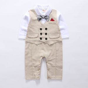 Faux-two Gentleman Romper With Bow Tie, zoerea.com